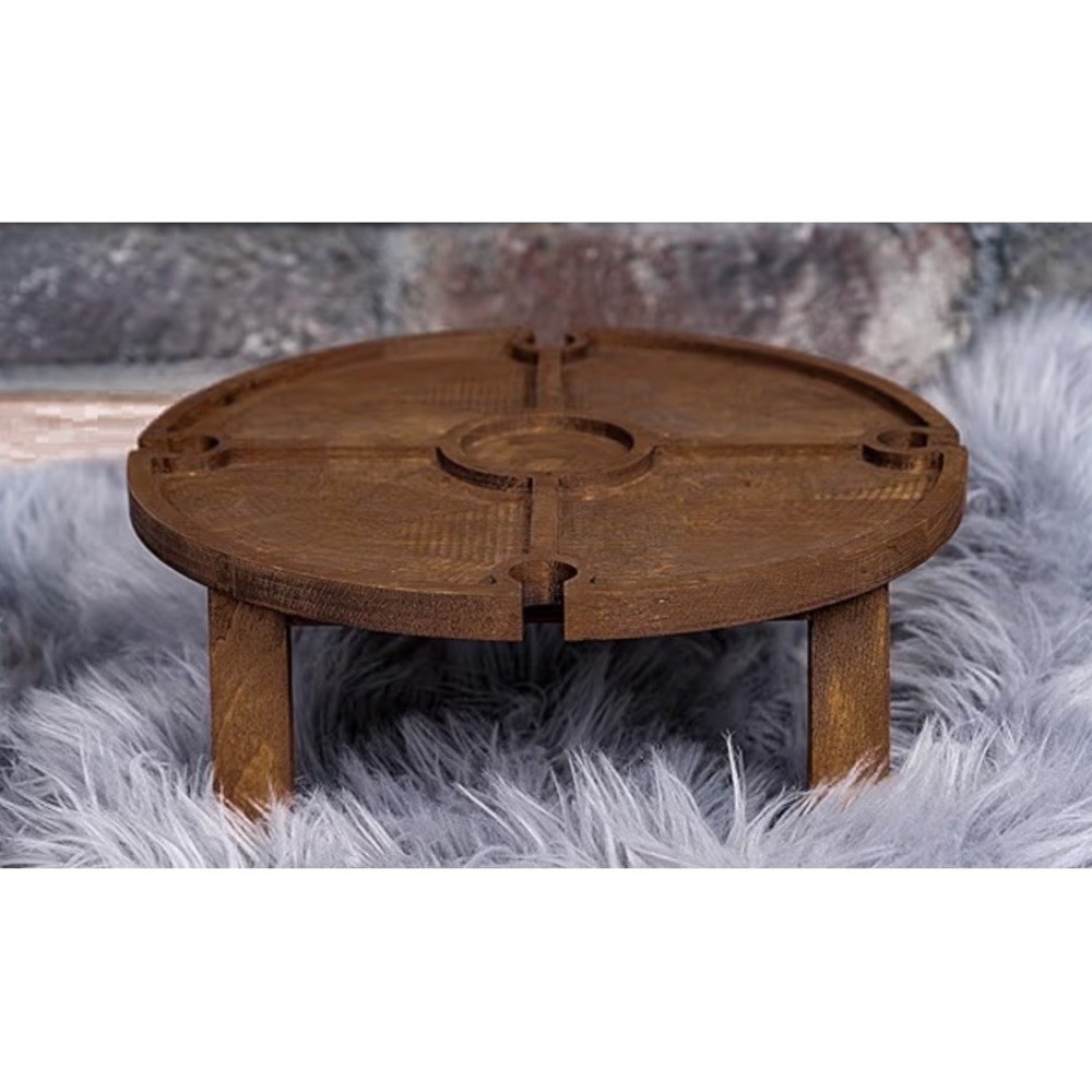 Foldable Beech Wood Wine Snack Table Portable Outdoor Picnic Beach Tray NIB